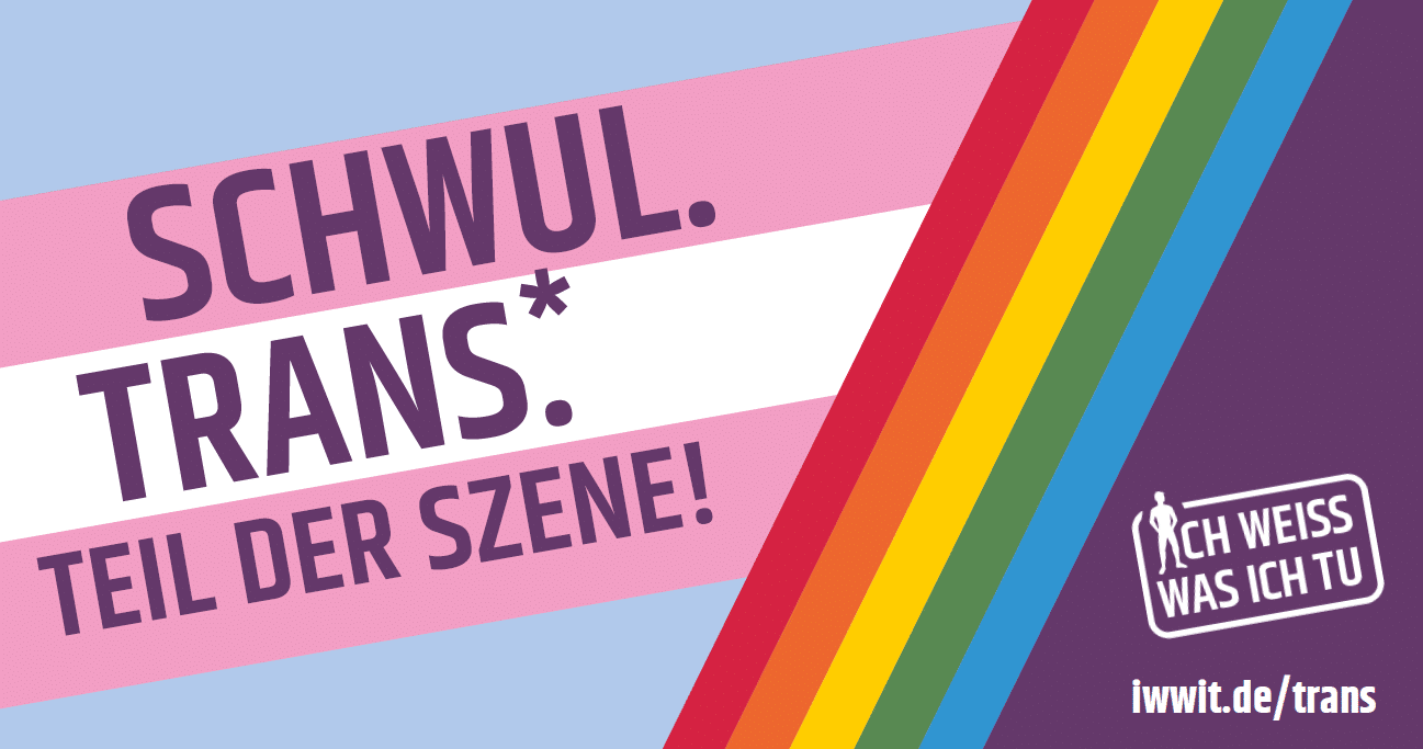 Stoffbanner: Schwul. Trans*. Teil der Szene! Motiv Nr. 84 (278 x 158 cm)